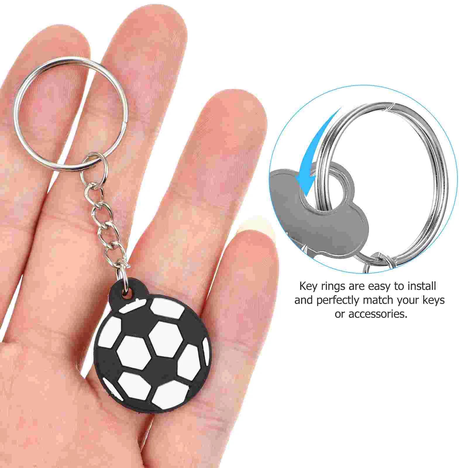 24 Pcs Key Chain Soccer Keyrings Holders Car Football Lovers Gifts for Keychains Pvc