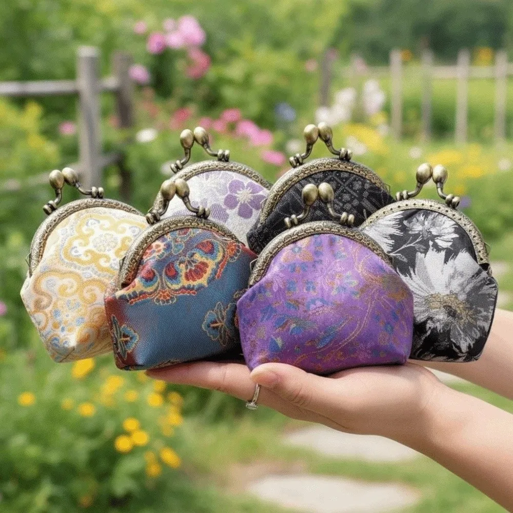 

Монетница-кошелек с застежкой Kiss Lock, полиэстеровая, портативная, в китайском стиле, утолщенная, вышитая, с кольцом, мини-сумочка для мелочей, защита от потери