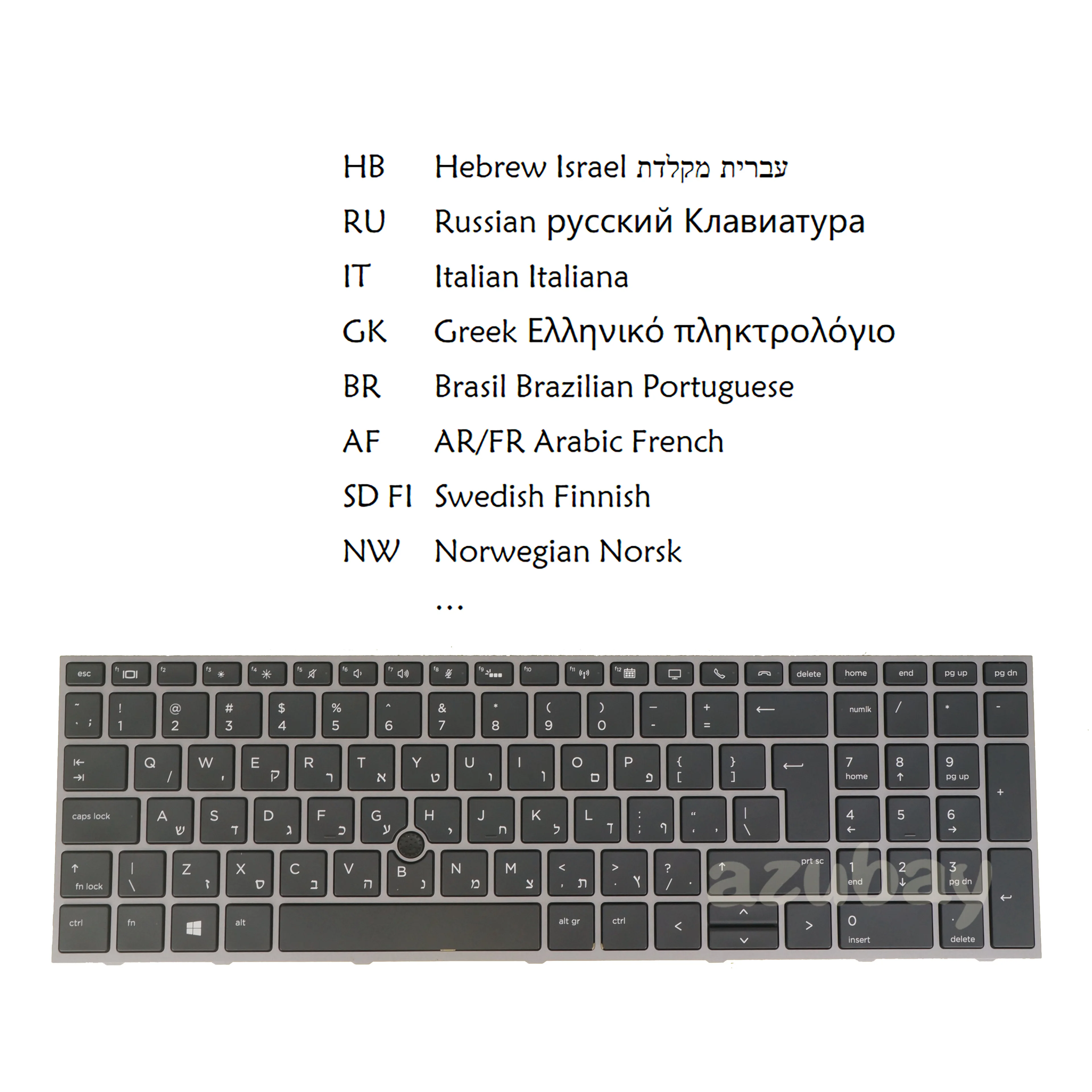 

Laptop Backlit Keyboard for HP Zbook 15 G5/G6, 17 G5/ G6 AR/FR AZERTY BR Portuguese Greek Hebrew Italian Russian SD FI Norwegian