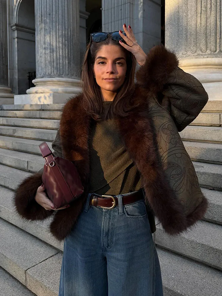 

HH женское модное двустороннее короткое пальто с вышивкой, зимние куртки с длинными рукавами и лацканами из искусственного меха, женское пальто в уличном стиле