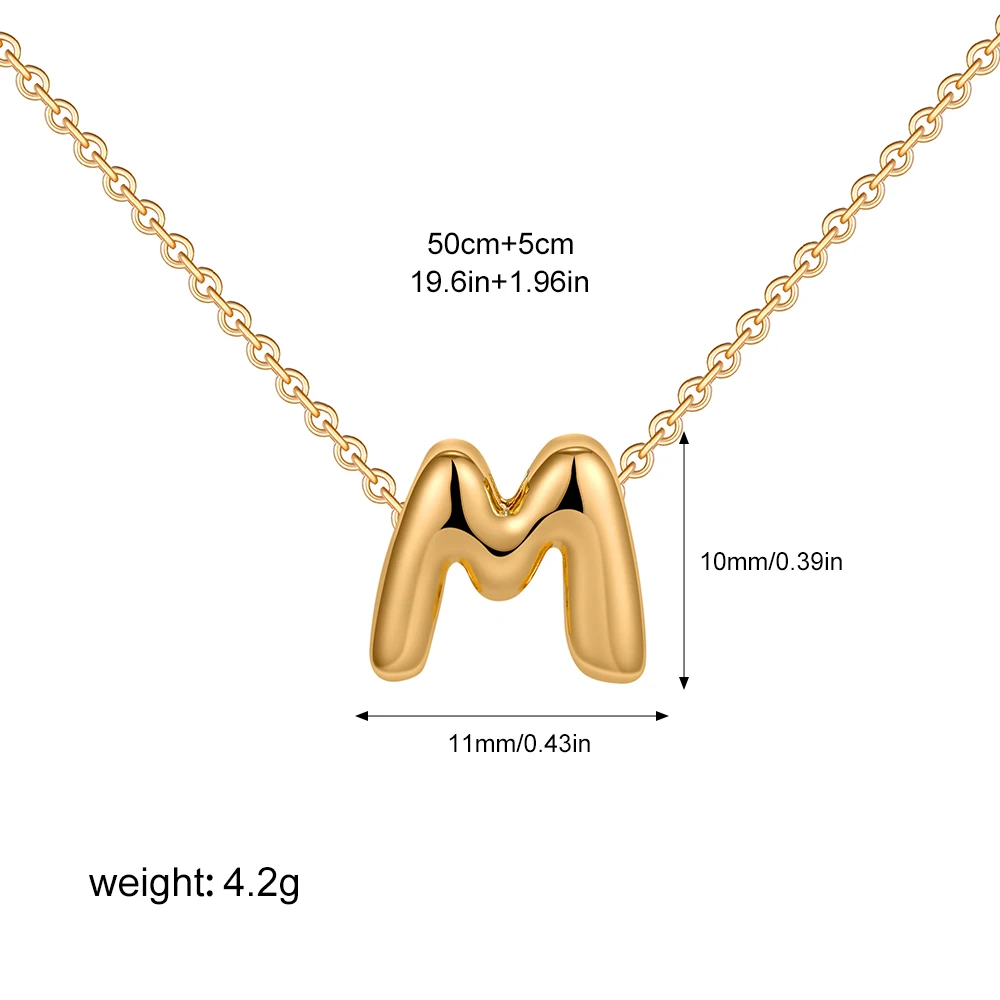 Dainty Mini Balloon Bubble Letter Initial Necklace for Women Stainless Steel Gold Plate A-Z Letters Pendant Necklaces Jewelry