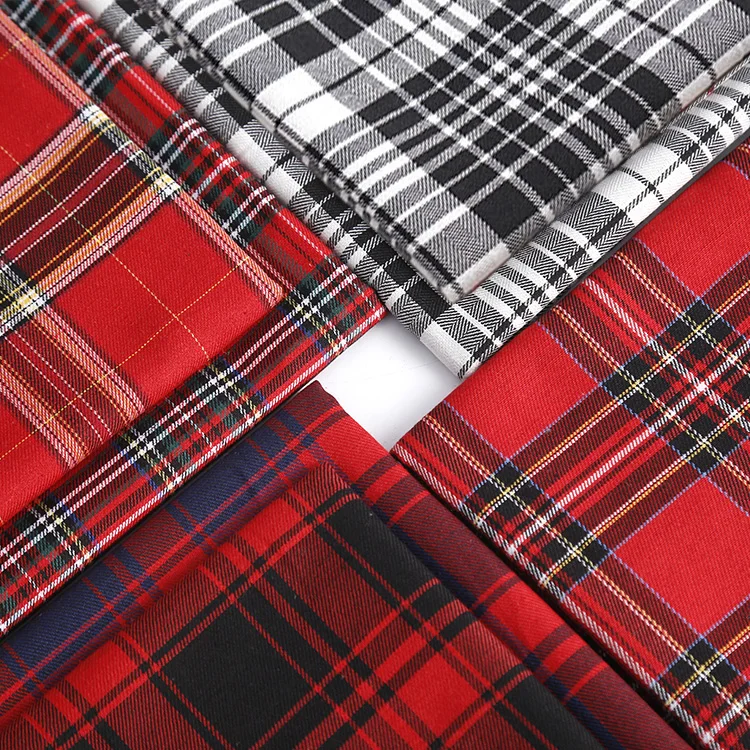 new145x50cm  Plaid Polyester Ripstop Fabric Making Jacket Pleated Short Skirt Dress Cloth 280g/m