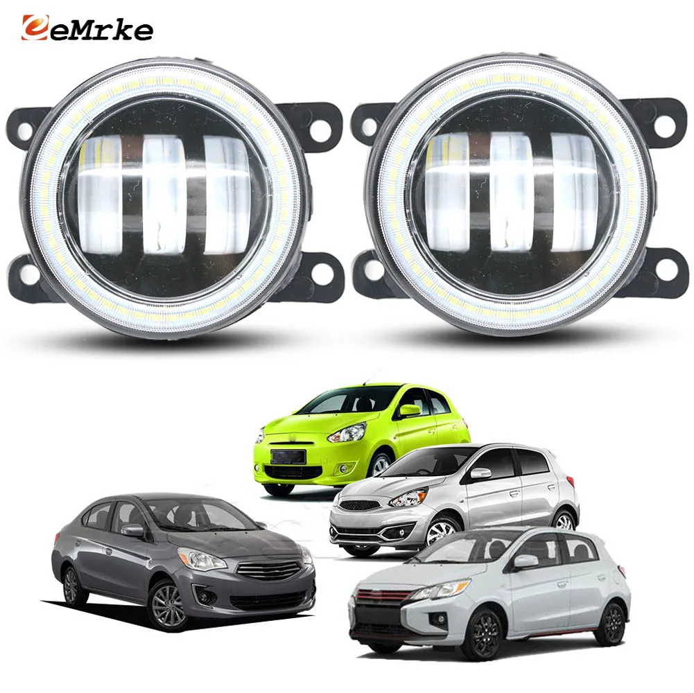 

Обновление светодиодных противотуманных фар 40 Вт для Mitsubishi Attrage Mirage G4 Space Star 2012 2013-2023 PTF с линзами автомобиля Angel Eyes DRL Rings