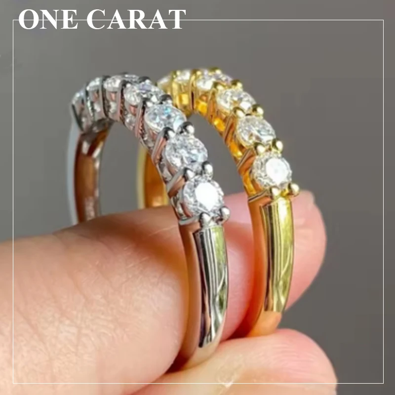 

ONE CARAT Moissanite Ring for Women, 18k gold plating D Color VVS1 , 925 Sterling Silver Wedding Jewelry, Elegant Anniversary