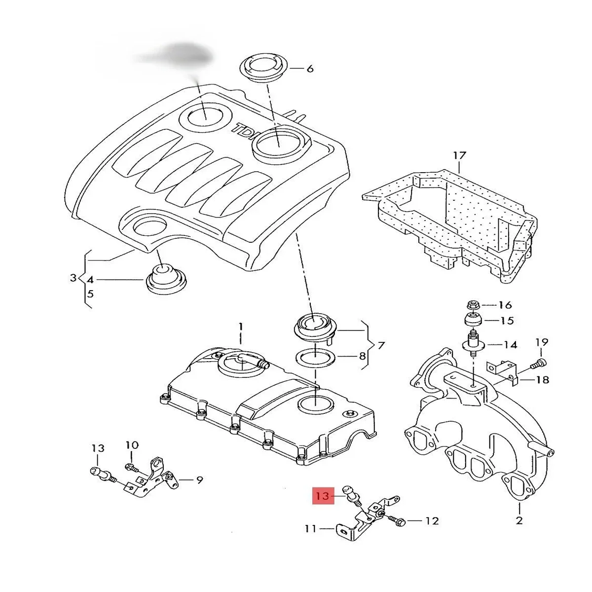محرك جديد TDI غطاء بونيه الكرة رئيس الترباس لشركة فولكس فاجن جولف 4 5 بولو 9N باسات B6 بورا جيتا A4 A5 طوارق 7L العلبة بيتل 038103164 #6