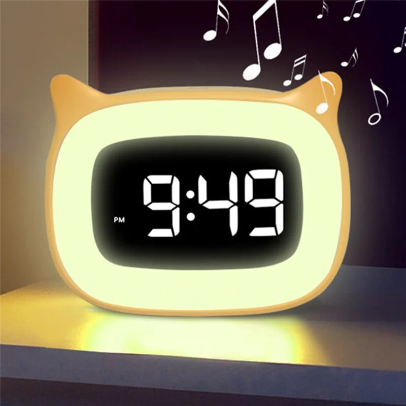 AT43-LED Night Light Alarm Clock, Desktop Functional Electronic Clock, Bedroom Atmosphere Night Light Clock, Family Room