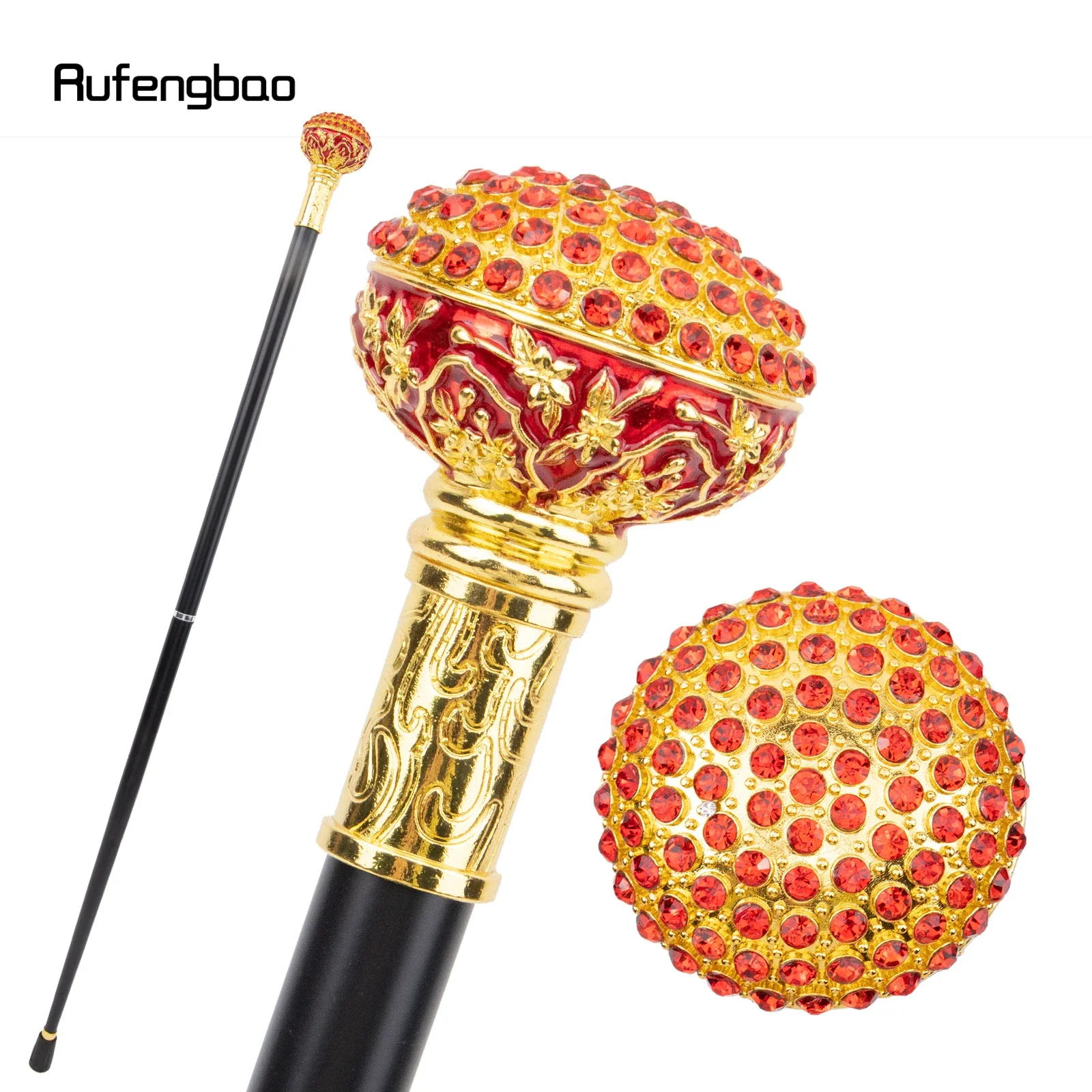 Red Artificial Diamond Ball Walking Cane Fashion Decorative Walking Stick Gentleman Elegant Cosplay Cane Crosier 92cm