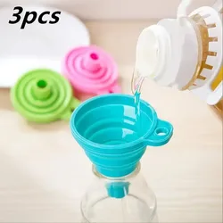 Embudo plegable de silicona para botella de agua, embudo de transferencia de líquido, accesorios de cocina, 1 unidad/3 piezas