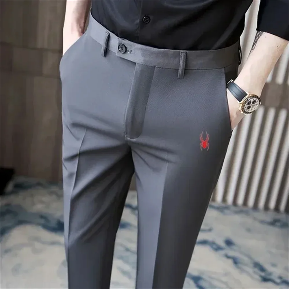 Golf Trousers Men Slim-fit Drape Casual Suit Trousers Men Korean Version Slim-fit Elastic Skinny Golf Sports Trousers Ninth Pant