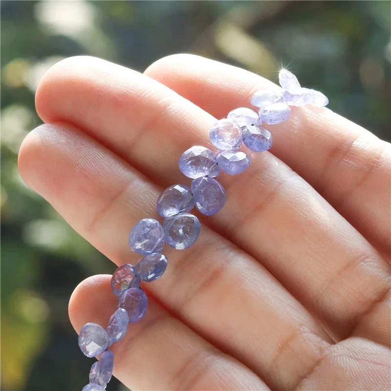 Natural Stone 7A Tanzanite Flat Drop Faceted Beads 5-7MM For Jewelry Making Diy Bracelet