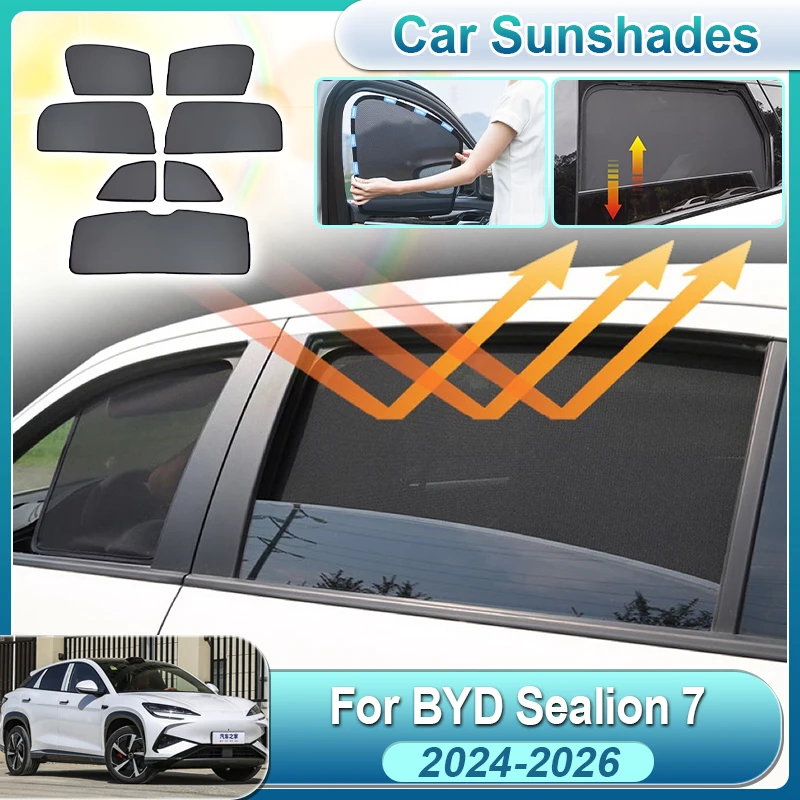 

Аксессуары для BYD Sealion 7 2024 2025 2026: Солнцезащитные шторки для электромобилей, магнитные сетчатые шторки на боковые окна, накладки на солнцезащитные козырьки, автоаксессуары