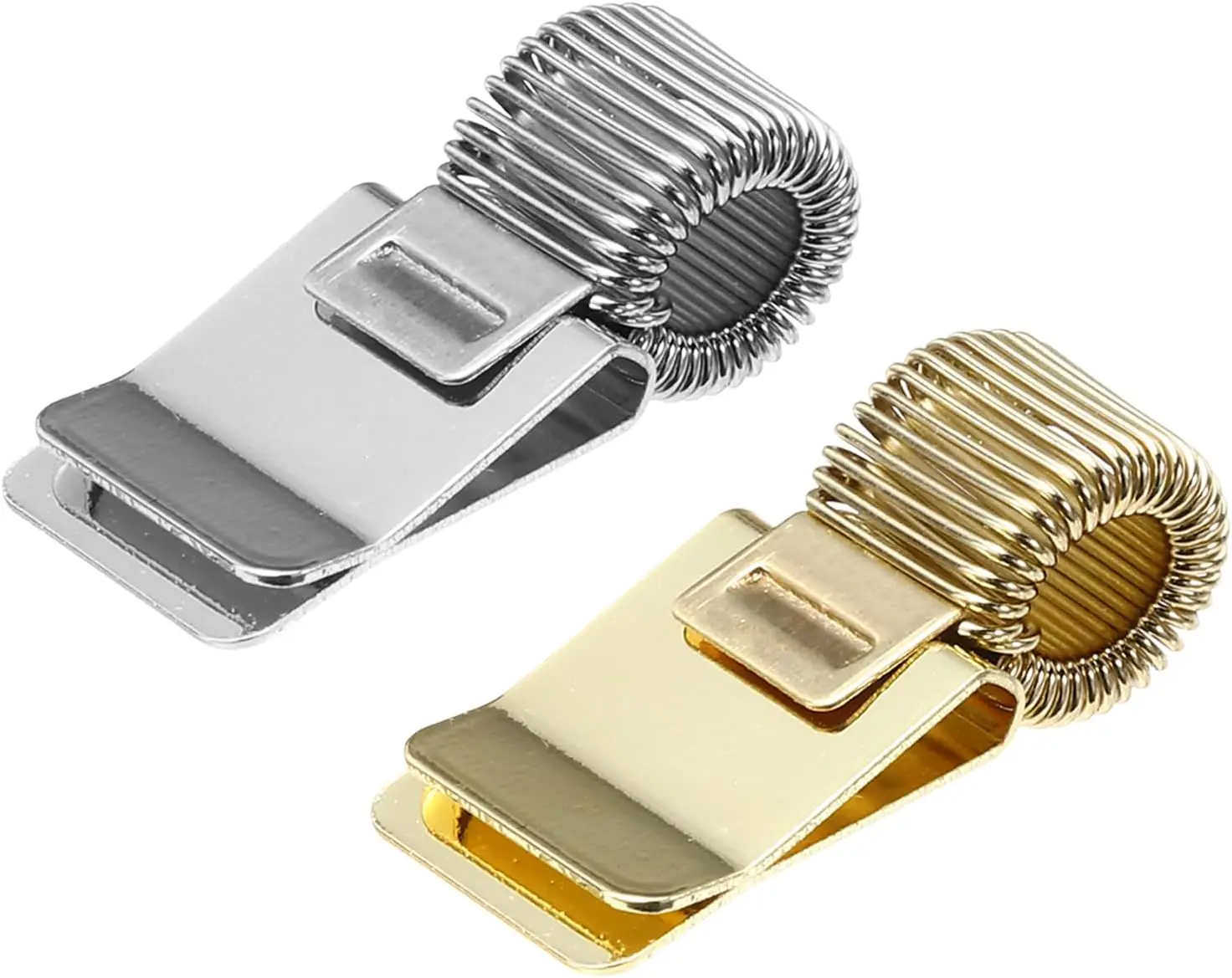2Pcs Metal Pen Clip Holder Adjustable Pencil Organizer with Single Spring Loop For Notebook Clipboard, Silver Tone, Gold Tone