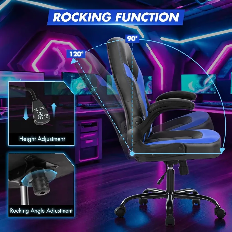 Computer Desk Chair, Lumbar Support Video Game Chair PU Leather - view 6
