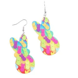 New Easter Transparent Droplet Colored Rabbit Earrings Minimalist Rainbow Rabbit Pendant Earrings Easter Gift