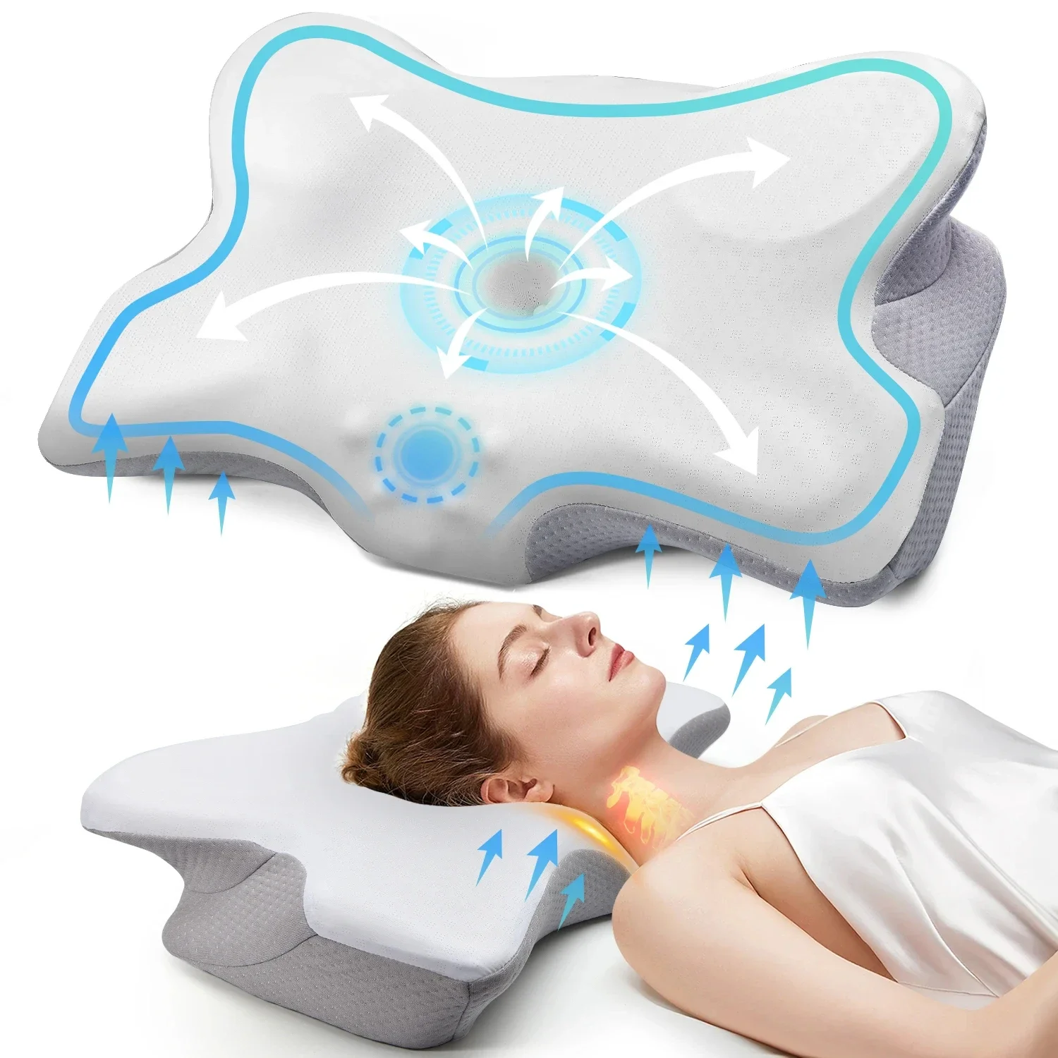 Odorless Memory Foam Bed Pillow Orthopedic Cervical Pillow  Neck Pain Relief