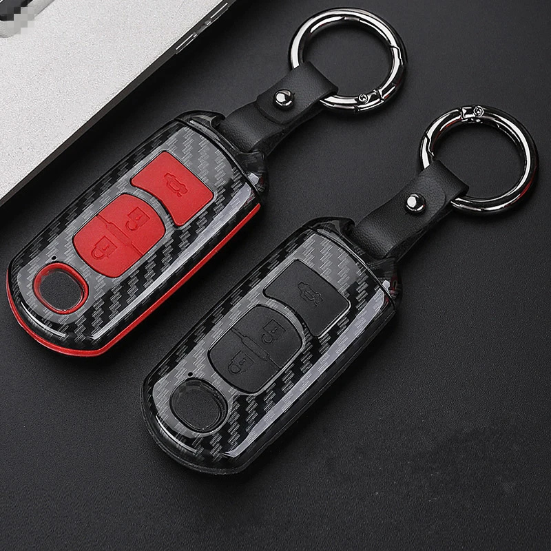 Fashion ABS+Silica gel Carbon fiber Car Remote Key Case Cover For Mazda 2 3 6 Axela Atenza CX-5 CX5 CX-7 CX-9 2014 2015 2016 up