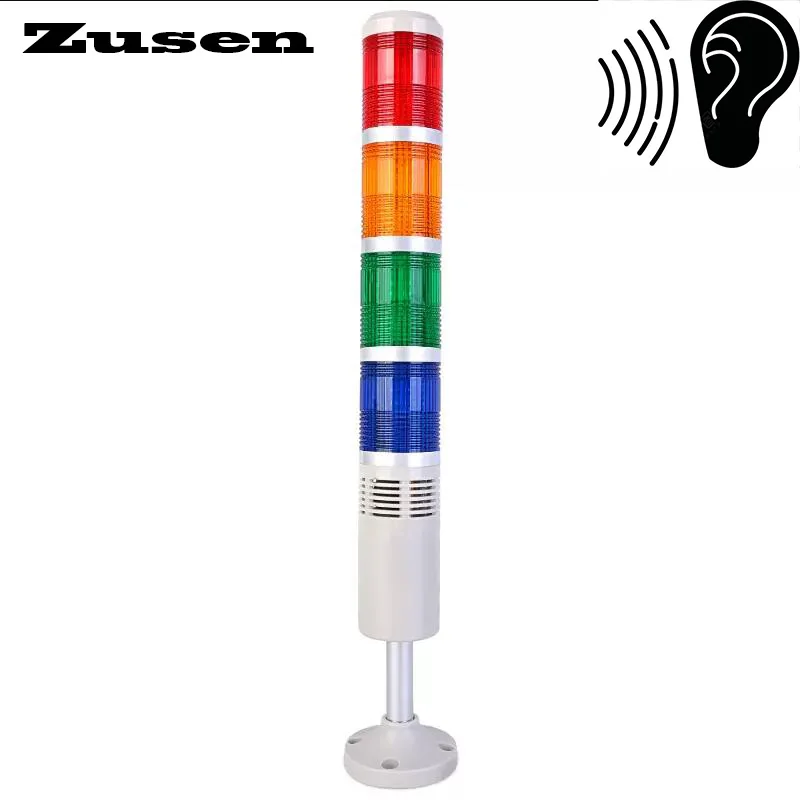 Zusen 50mm TB50-4T-D(W)-J Multilayer Warning Four-color Led Signal Tower Light Always Bright or Flashes with Buzzer