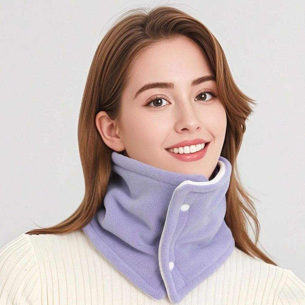 

Face Mask Polar Fleece Winter Knitted Scarf Solid Color Windproof Fleece Muffler Double-sided Thick Warm Neck Warmer Women