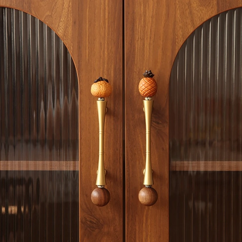 

Creative Brass Fruit Drawer Pulls Elegant Cabinet Handles for Wardrobe Kitchen Vintage Home Decor Hardware Unique Door Knobs