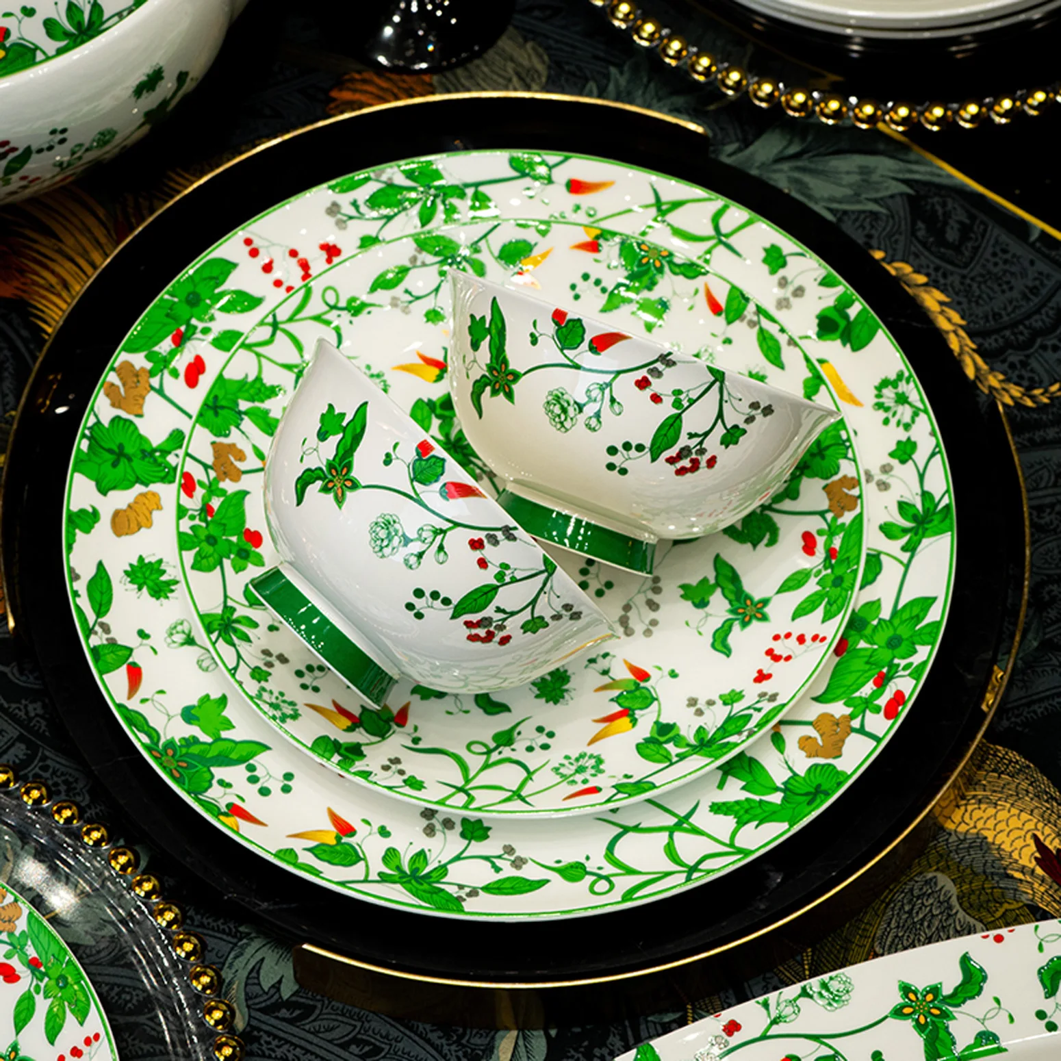 2025 new underglaze color bone china tableware, dish set, light luxury gift tableware