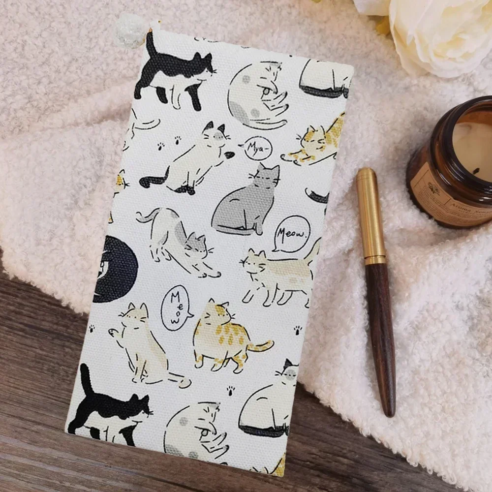 Fromthenon Fabric Weeks Diary Notebooks Cover Loose Leaf Week Notebook Planner Book Journal Cover Artykuły biurowe