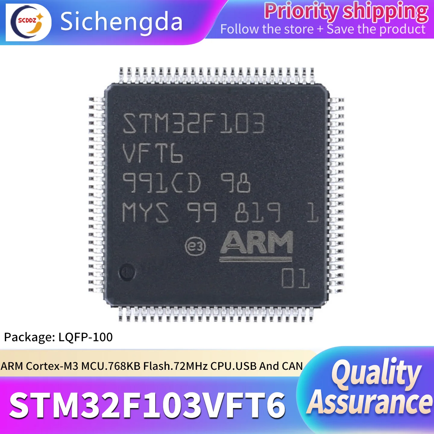 Original STM32F103VFT6 LQFP-100 ARM Cortex-M3 32-bit microcontroller MCU