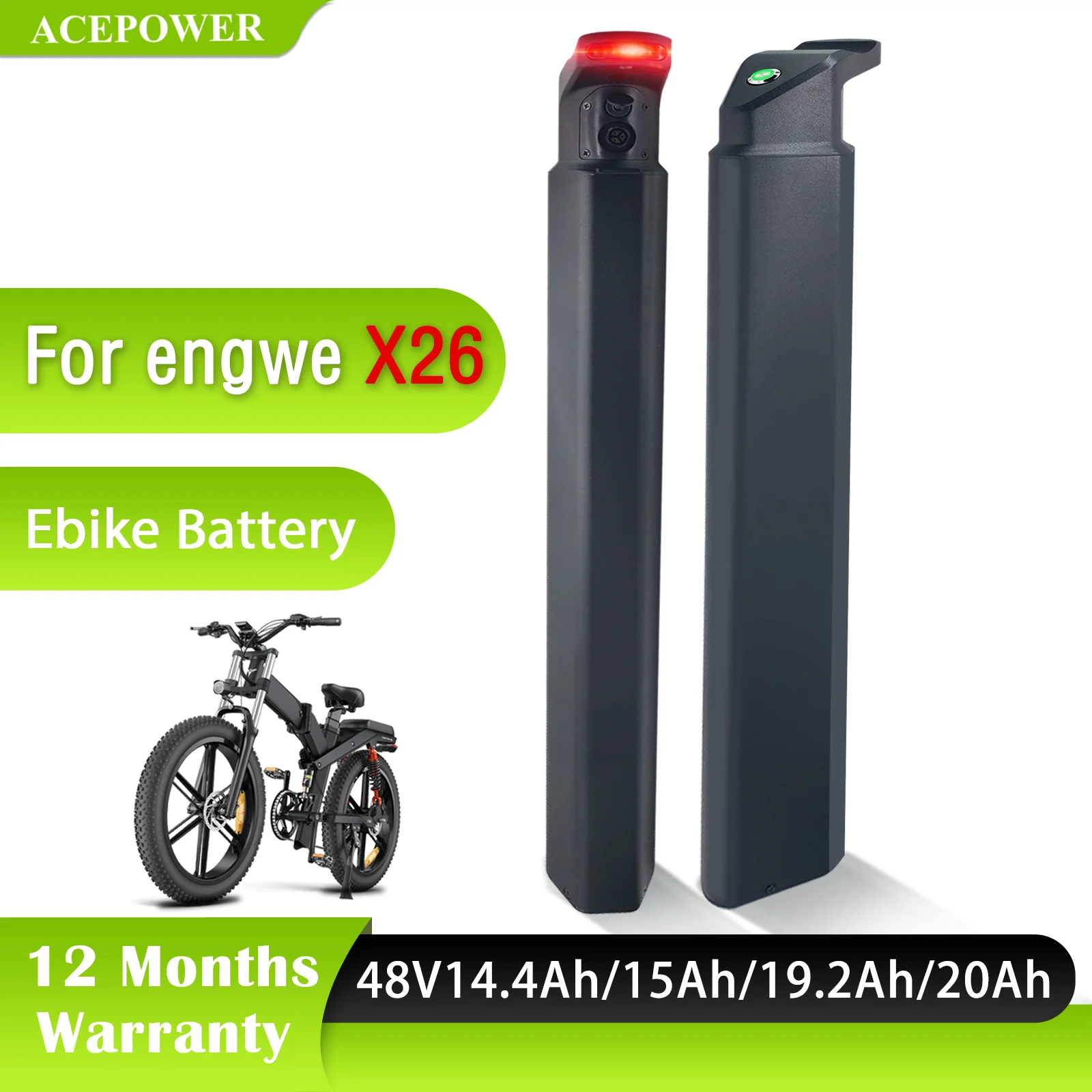 For ENGWE X20 X24 X26 Ebike Battery 21700 48V 14.4Ah 15Ah 19.2Ah 20ah Ebike Battery Folding Electric Bicycle Lithium-ion Battery