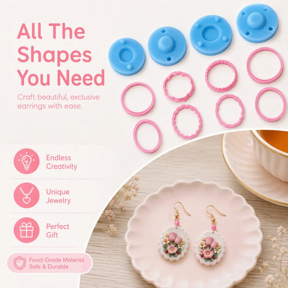 Scalloped Edge Plate Polymer Clay Cutters DIY Craft Simple 3D Plate Clay Earring Molds Unique Durable Polymer Clay Tools