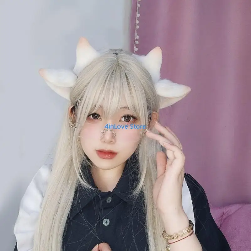T4MD 여성을위한 구부릴 수있는 동물의 귀 Hairhoop 롤 플레잉 애니메이션 메이드 머리띠 파티 의상 소녀 여성 펑크 코스프레 헤드 피스