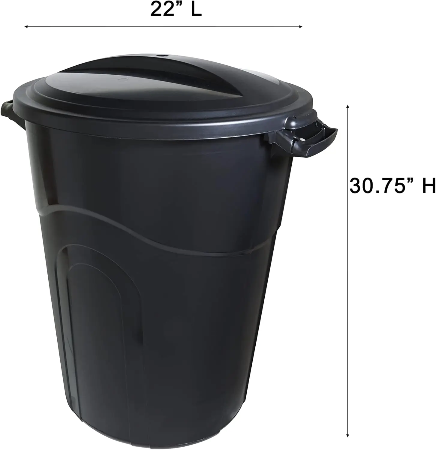 32 Gallon Outdoor Garbage Can, Black, Easy to Carry Garbage Can with Sturdy Construction,