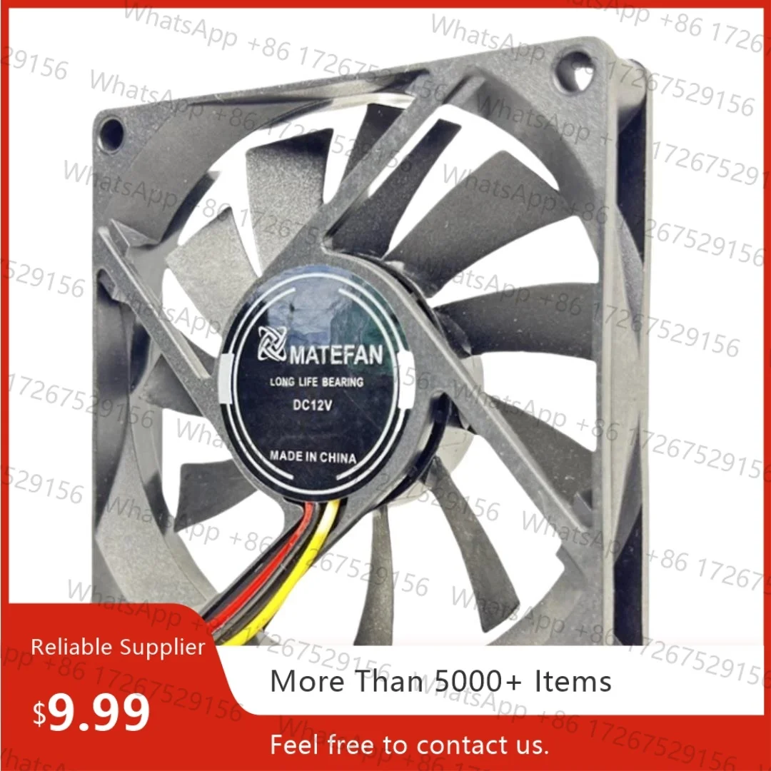 Ultra-Thin 80mm 8015 Cooling Fan, 12V 0.37A, 4300 RPM, Dual Ball 3-Pin High Airflow PC Case, CPU, Server, Power Supply Fan