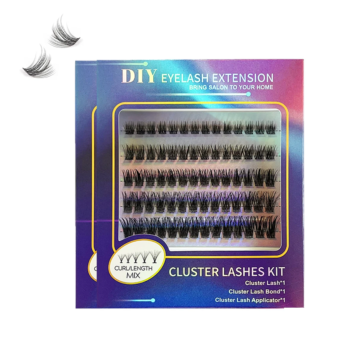 Lash Clusters Kit With Waterproof Strong Hold Individual DIY Lash Extension Kit Lash Bond And Seal And Eyelash Tweezers Makeup