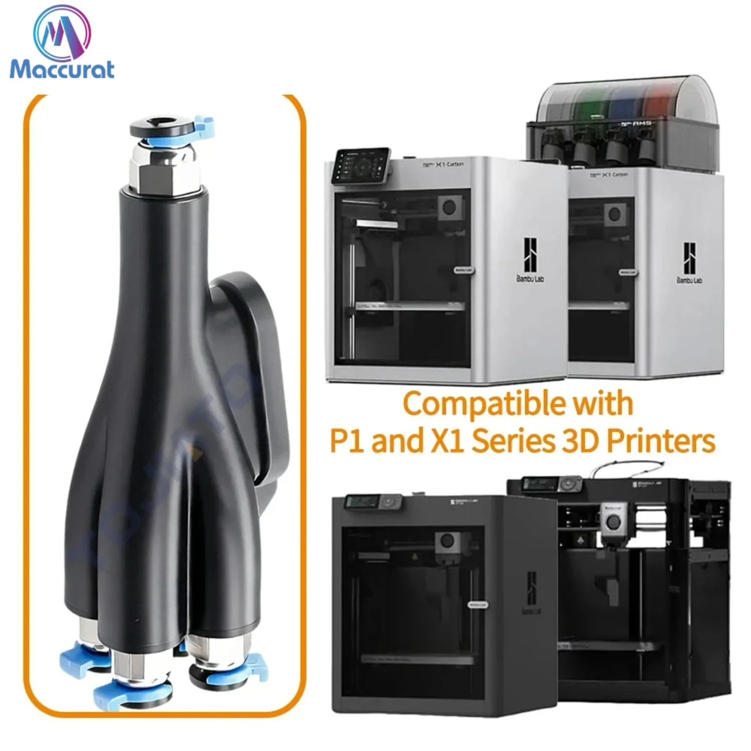 For Bambu Lab X1 X1C P1S P2S 4 in 1 PTFE Adapter Material Pipe Expansion Port AMS Connect 4 Feeding Modules 2IN1 3D Printer Part