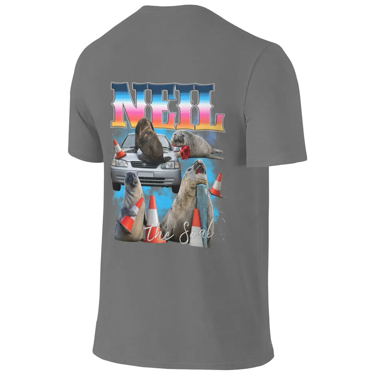 Neil The Seal Vintage Bootleg Regular Style Reversible T-shirtMinimalist Style Solid Color Shirt