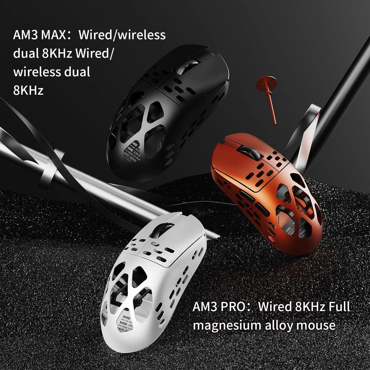 

AJAZZ AM3 PRO All-Magnesium Alloy Mouse: Three Connection Modes, Perforated Mech Design, 3395 Sensor, Bluetooth / 2.4G Wireless / Wired
