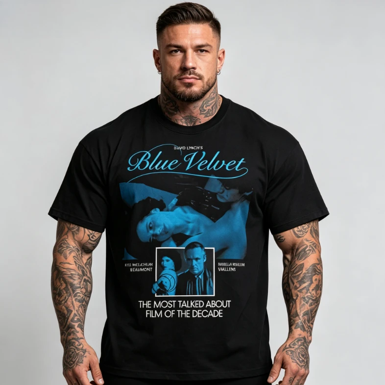 2026 new Men's retro movie poster print classic pattern short-sleeved casual summer streetwear shirt