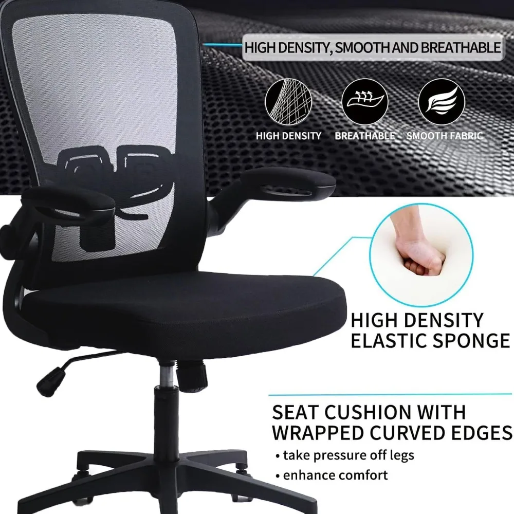 Desk Chairs Wheels, Ergonomic Mesh Office Chair Adjustable Height and Swivel Lumbar Support Chair with Flip Up Armrests,Set of 6