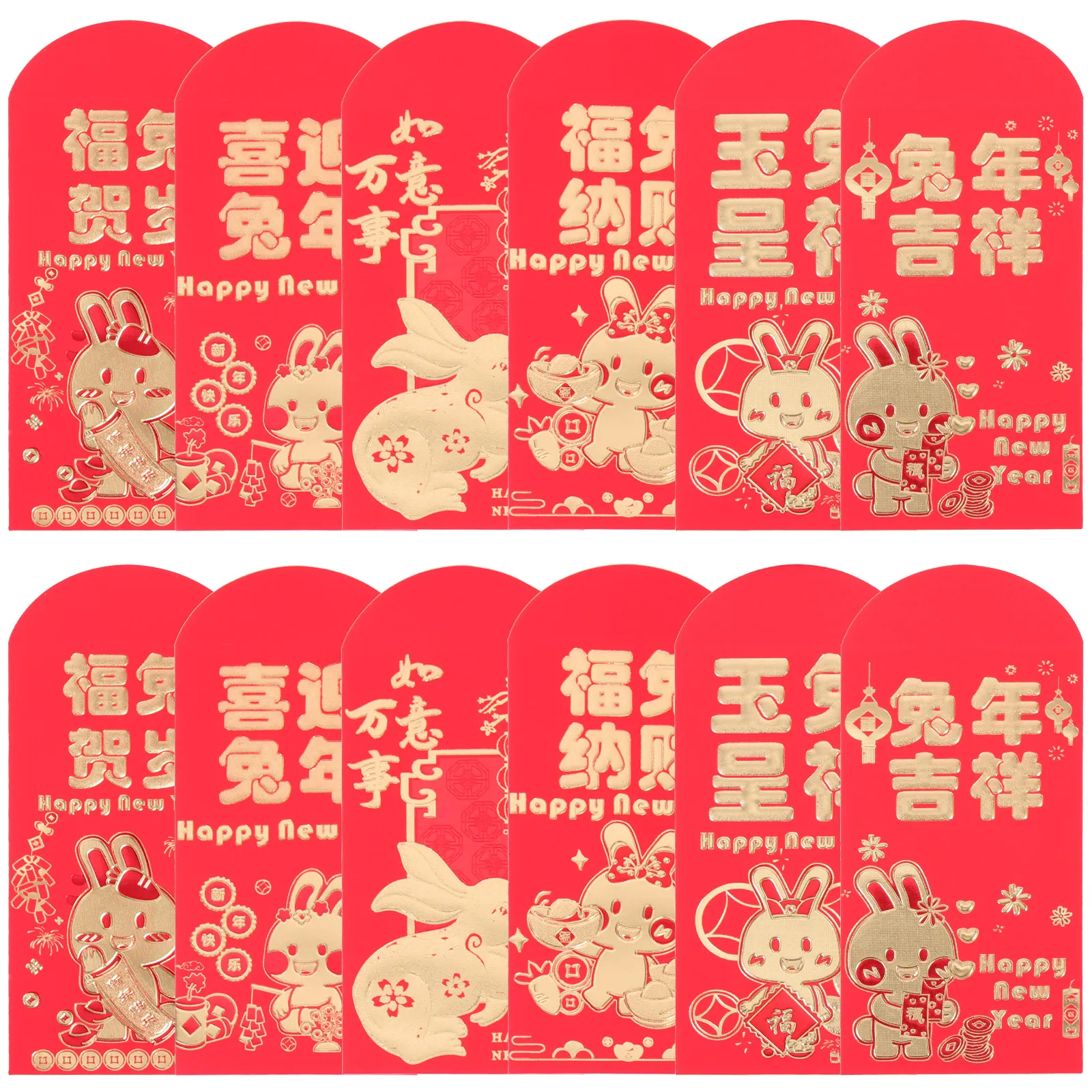 

24 шт. 3D красные конверты с мультяшными рисунками, бумажные красные пакеты для денег на Весенний фестиваль, подарочные мешочки для денег на Год Кролика, счастливые денежные мешочки на Новый год 2023