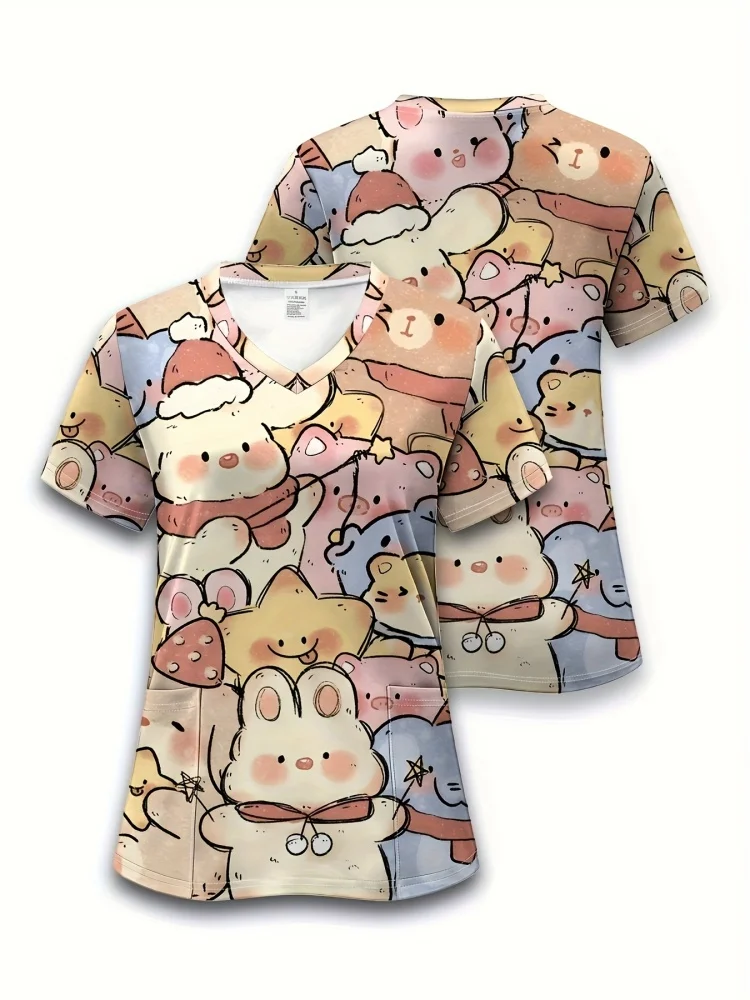 Аксессуары для медсестер, скрабы, женская униформа медсестры, эластичная униформа доктора Диснея Винни-Пуха для медицинской/лабораторной одежды