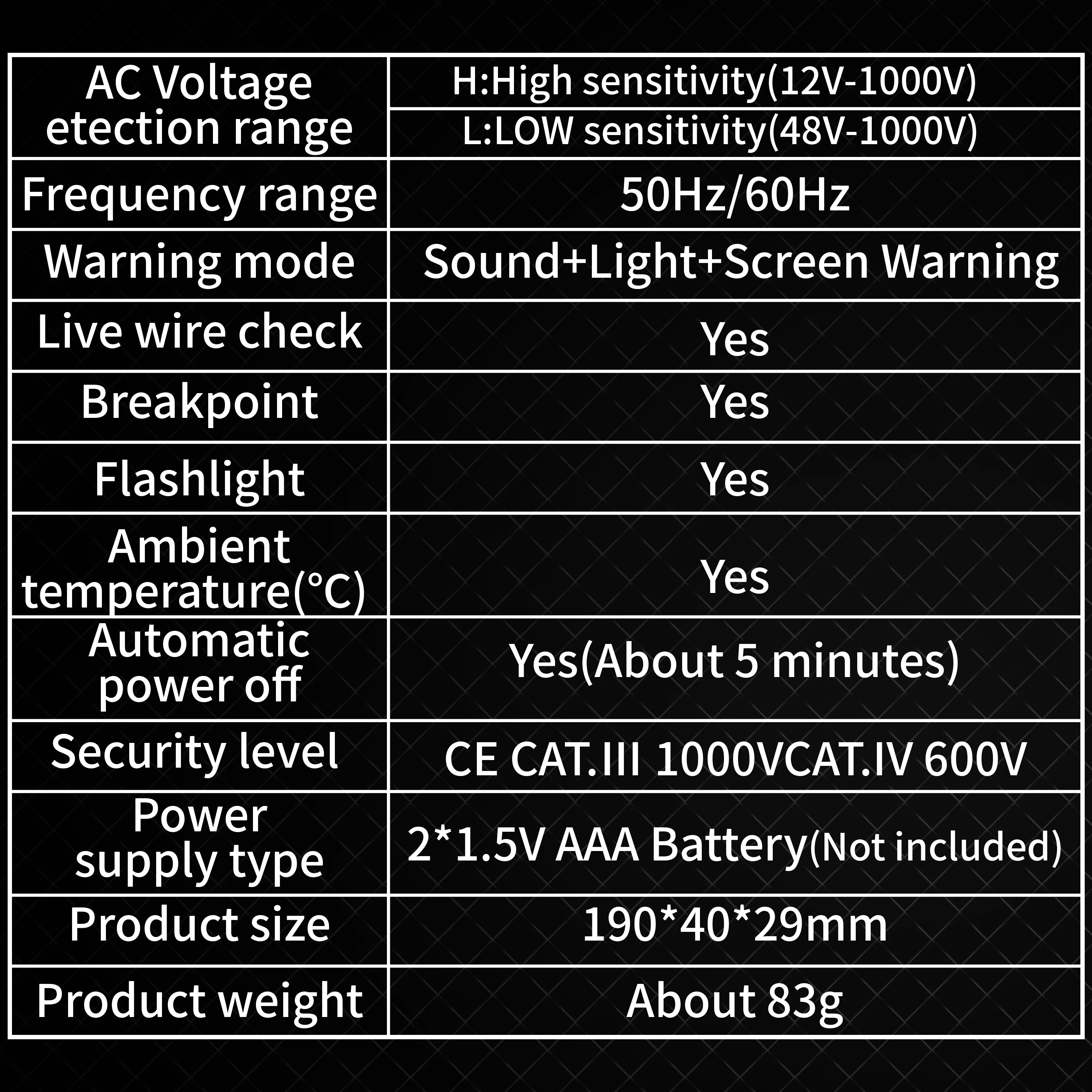 MASTFUYI FY18S Berührungsloser Spannungsprüfer Elektrischer Stift Wechselspannung Elektrischer Detektor Smart Breakpoint NCV Voltmeter 12-1000V