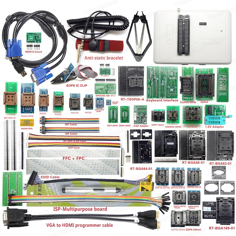 2026 Original & Stock RT809H +55 adapters USB Super Combination Universal Programmer EMMC-NAND FLASH Programmer