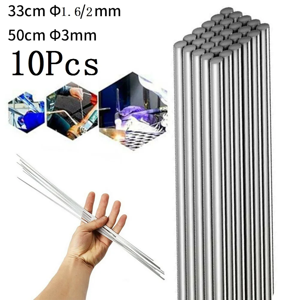 Nuevas varillas de soldadura de aluminio prácticas, 10 piezas, 33cm/50cm, 500mm/330mm, Kit de soldadura de fácil fusión plateado, baja temperatura