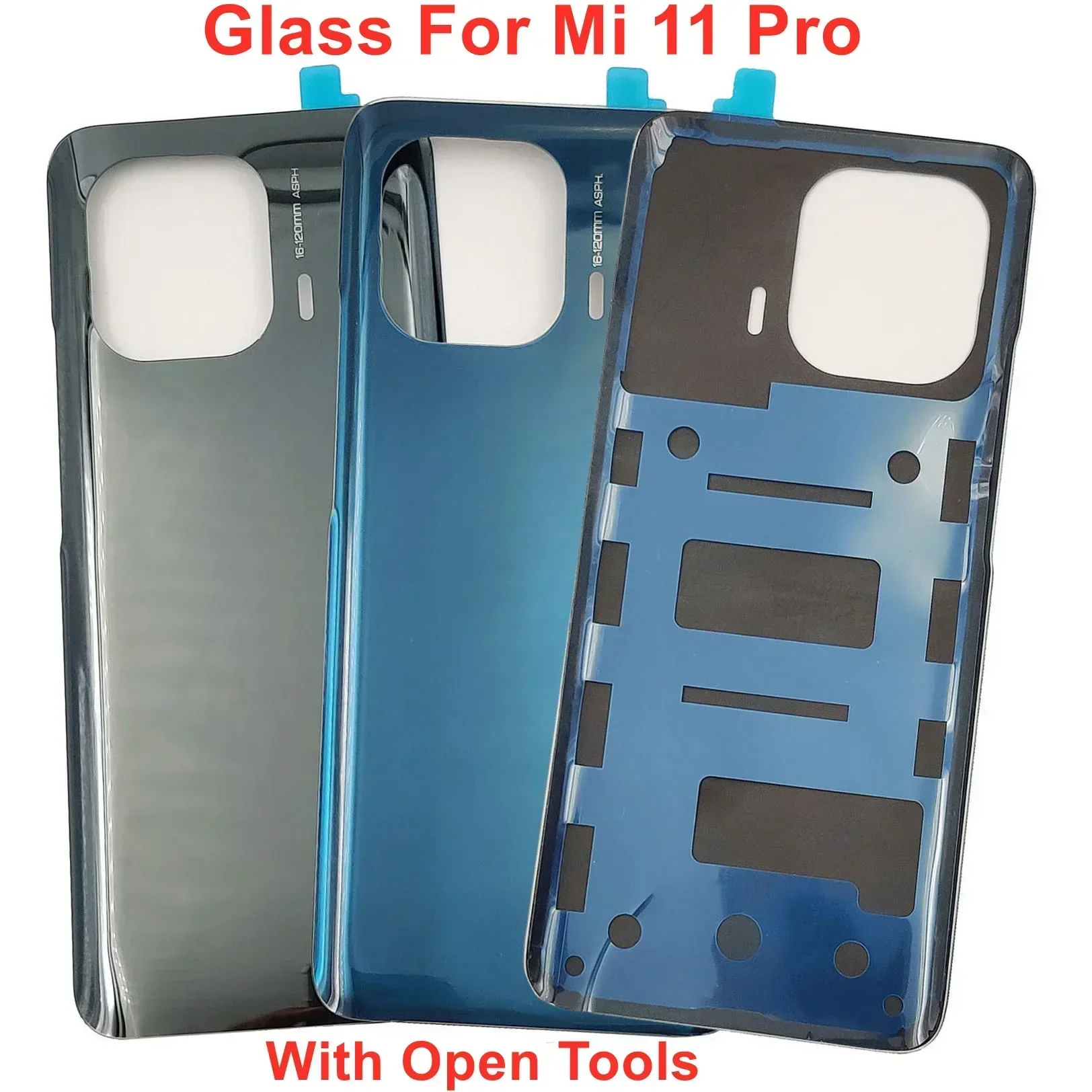 Glass Back Lid Door For Xiaomi Mi 11 Pro 5G Hard Battery Cover Rear Housing Panel Shell Case + Sticker Adhesive Glue