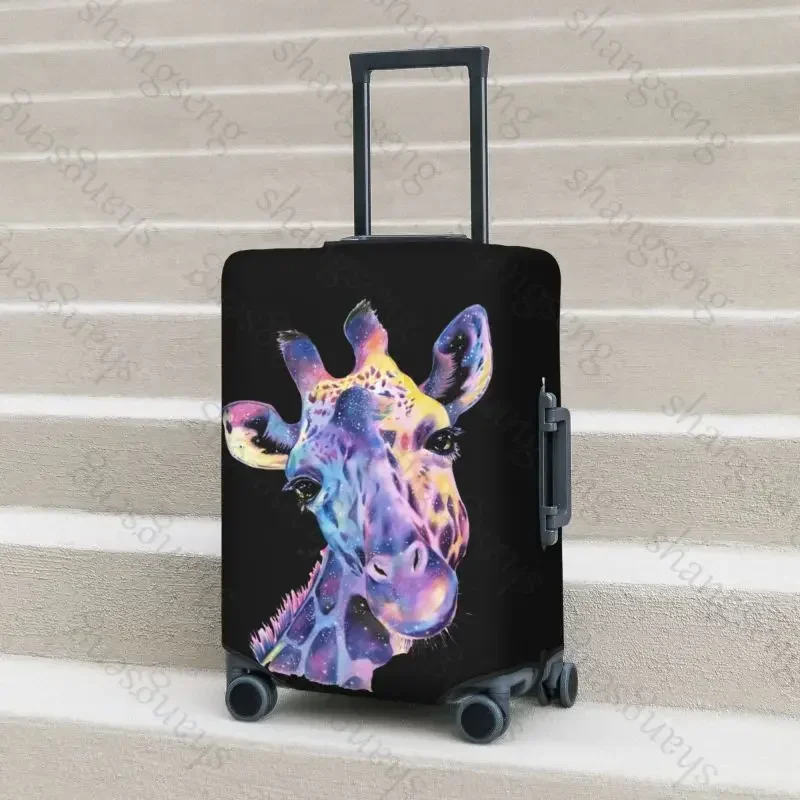 Funda gruesa para equipaje con dibujos divertidos de jirafa, cubierta antipolvo elástica para carrito, funda protectora para maleta, accesorios para maleta