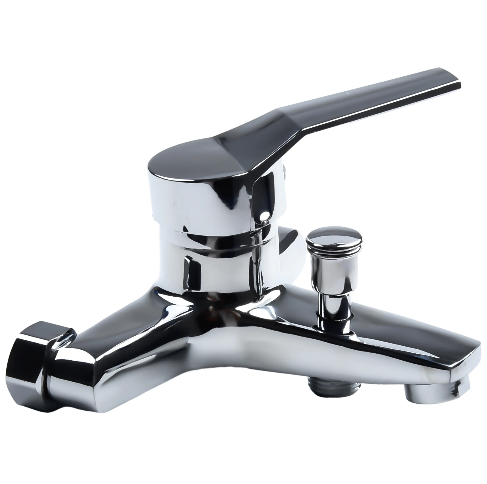 Hot Cold Water Dual Spout Mixer Tap Zinc Alloy With Polished Chrome Silver For Bathroom Splitter Bath Shower Basin