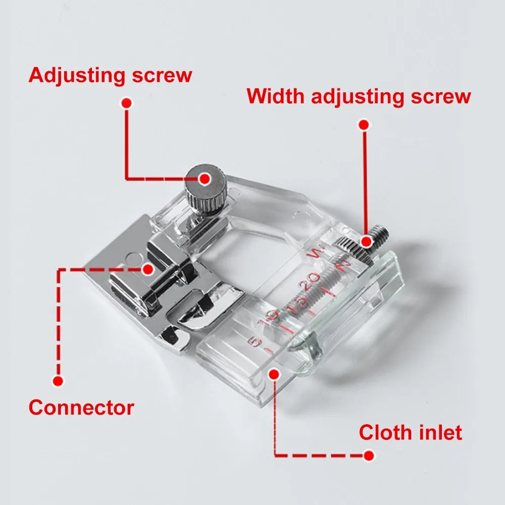 1Pcs Adjustable Bias Tape Binding Foot Snap On Presser Foot 6290 For Brother and Most of Low Shank Sewing Machine Accessories