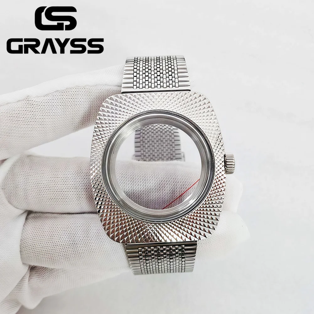 NUOVO Doppio Modello di Vetro A Cupola Intaglio Cassa di Orologio Accessori 36.5 MILLIMETRI * 41 MILLIMETRI Cassa Per Seiko NH35 NH36 NH70 Movimento Cassa Dell'orologio