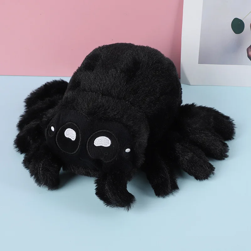 Lucas Friend Spider Plush Toy Kawaii Black White Spider Doll Home Decoration Pillow Soft Stuffed Halloween Gifts Toy for Kids