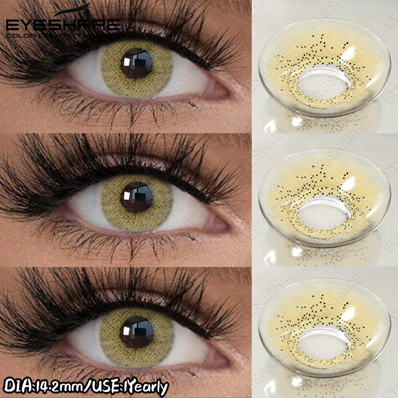 EYESHARE Natürliche Farbige Kontaktlinsen Braune Augenlinsen Graue Schöne Pupillen Blaue Augenlinsen Jährliche Grüne Schönheits-Make-up-Linsen – Detail 23