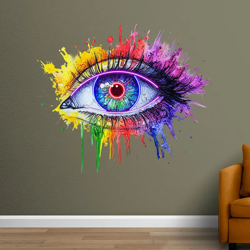 Beautiful Colorful Eye Art Neon Sign, Whimsical Home Wall Decor Artwork, Perfect Gift